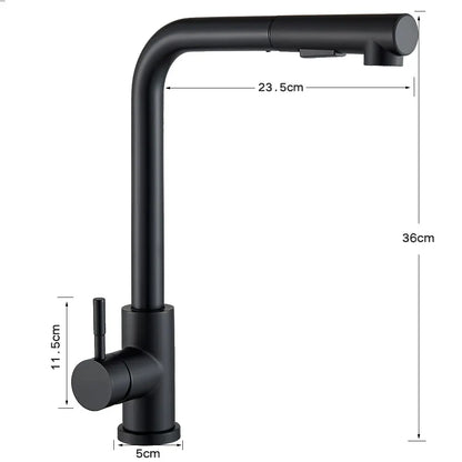 Black Pull-Out Kitchen Tap