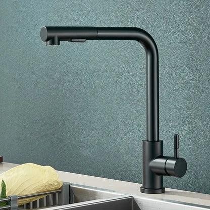 Black Pull-Out Kitchen Tap