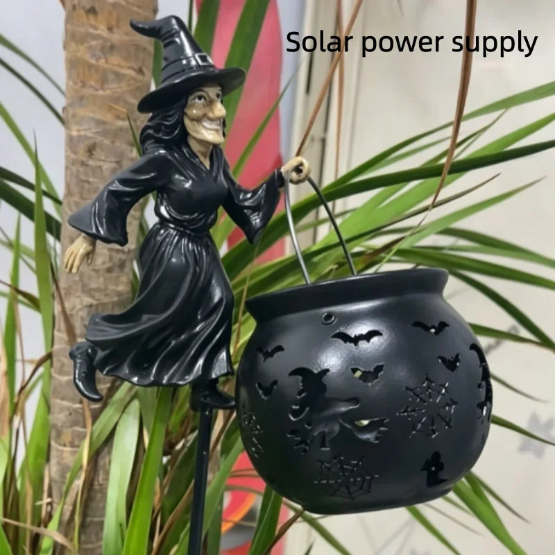 Light Up Witch Cauldron Halloween Yard Stake