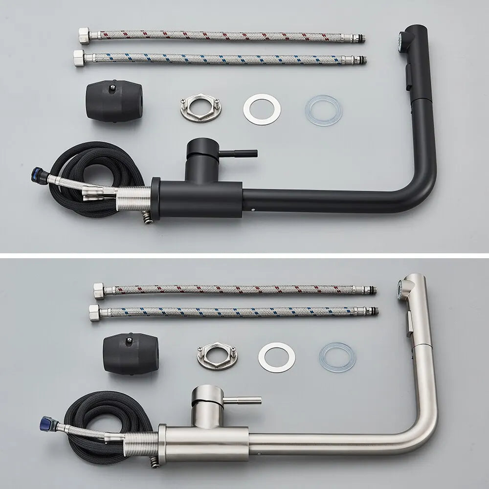 Black Pull-Out Kitchen Tap