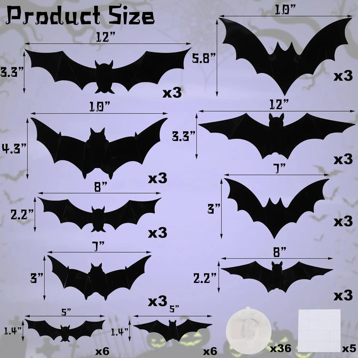 LED Halloween Bat Wall Lights