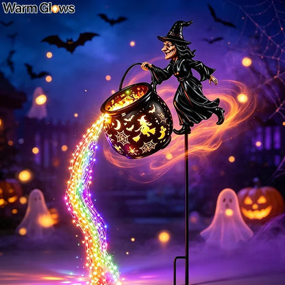 Light Up Witch Cauldron Halloween Yard Stake