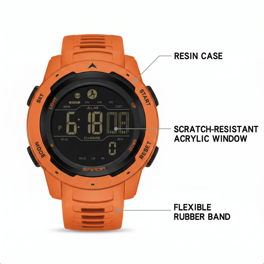 Waterproof Military Pedometer Watch