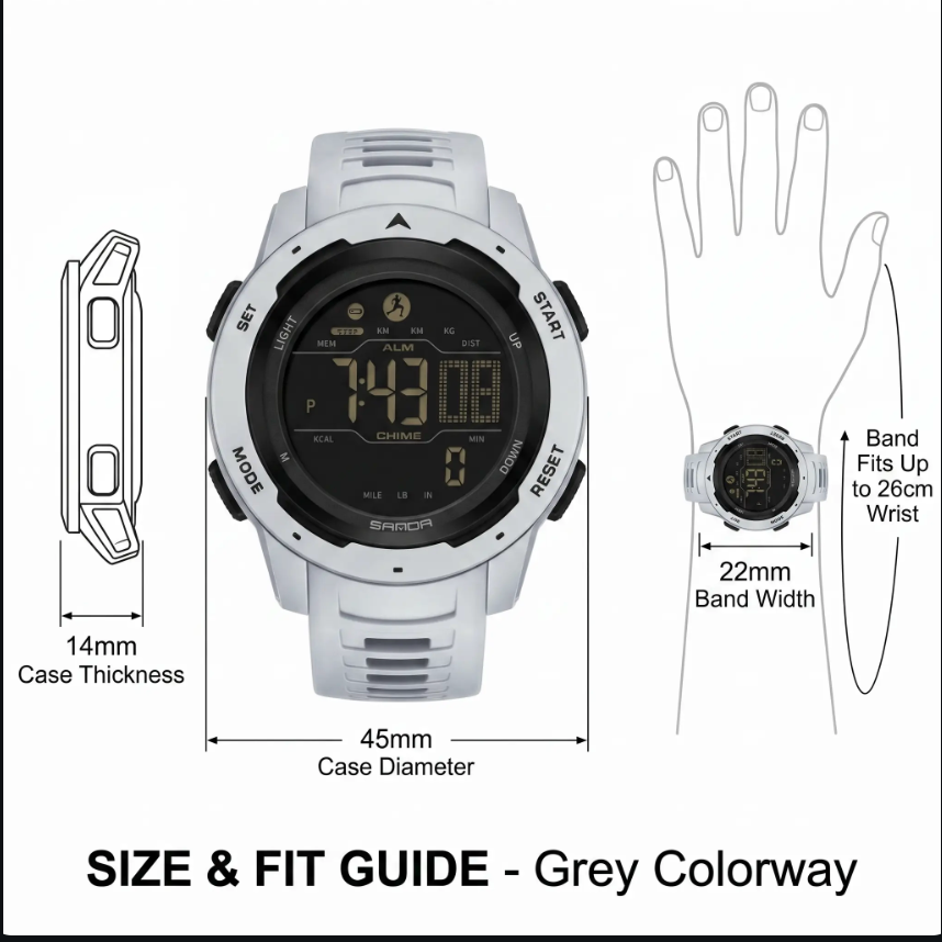 Waterproof Military Pedometer Watch