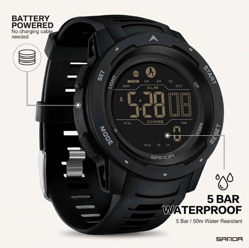 Waterproof Military Pedometer Watch