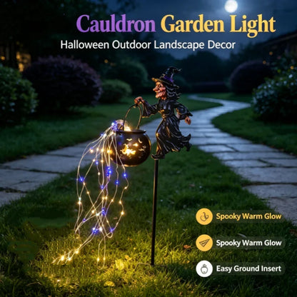 Light Up Witch Cauldron Halloween Yard Stake