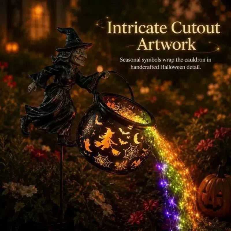 Light Up Witch Cauldron Halloween Yard Stake