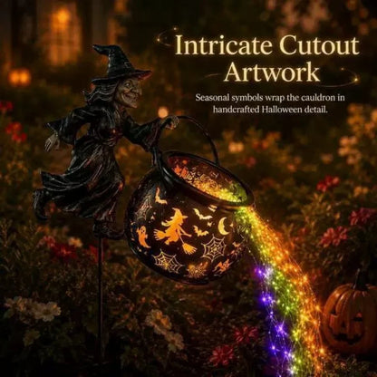 Light Up Witch Cauldron Halloween Yard Stake