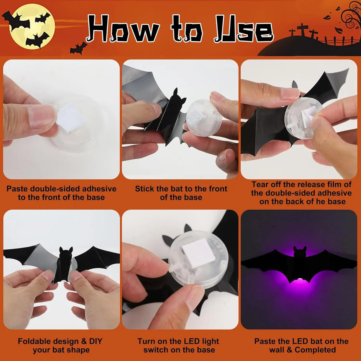 LED Halloween Bat Wall Lights