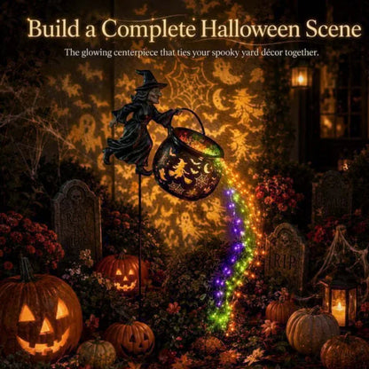 Light Up Witch Cauldron Halloween Yard Stake