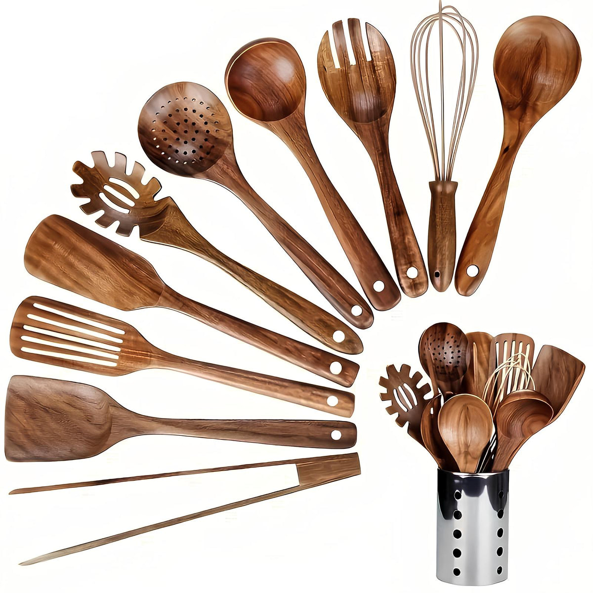 11-Piece Teak Kitchen Utensil Set