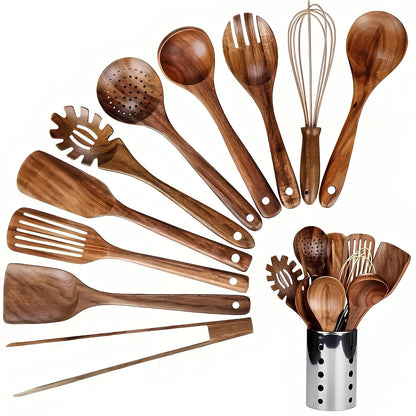11-Piece Teak Kitchen Utensil Set