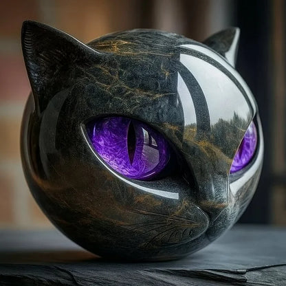 Black Cat Head Sculpture