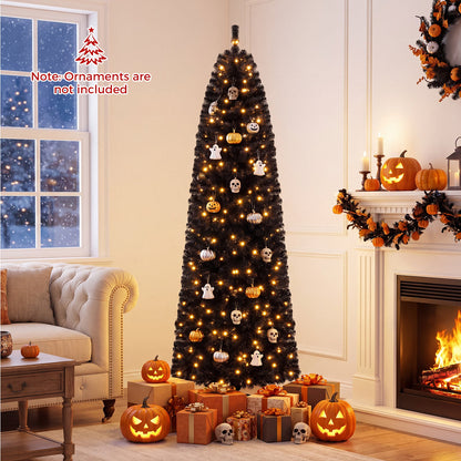 7 or 8 Ft Pre-Lit Black Slim Artificial Tree