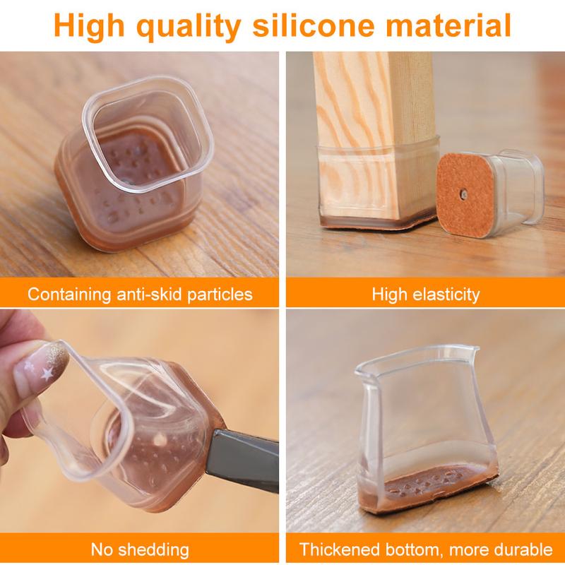 Clear Silicone Chair Leg Caps