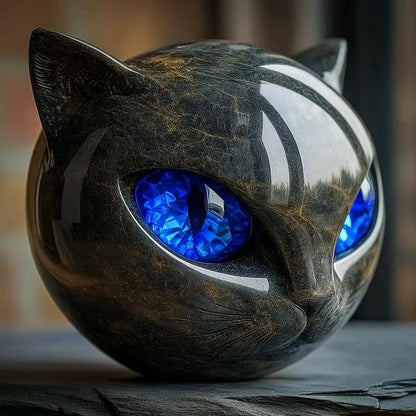 Black Cat Head Sculpture