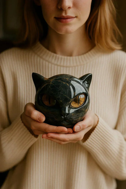 Black Cat Head Sculpture
