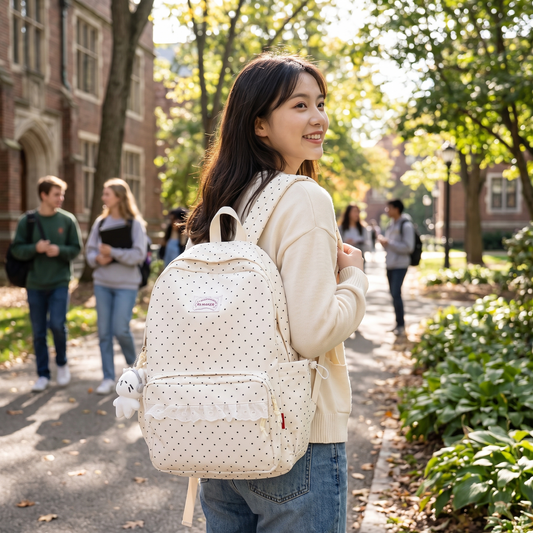 Polka Dot Ruffled Backpack