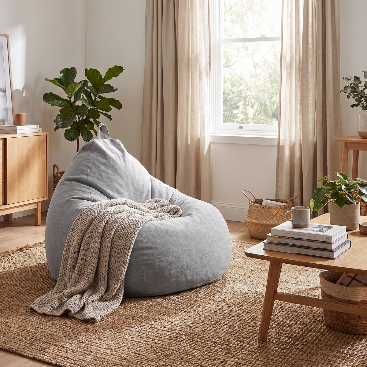 Luxury Linen Bean Bag lounge chair