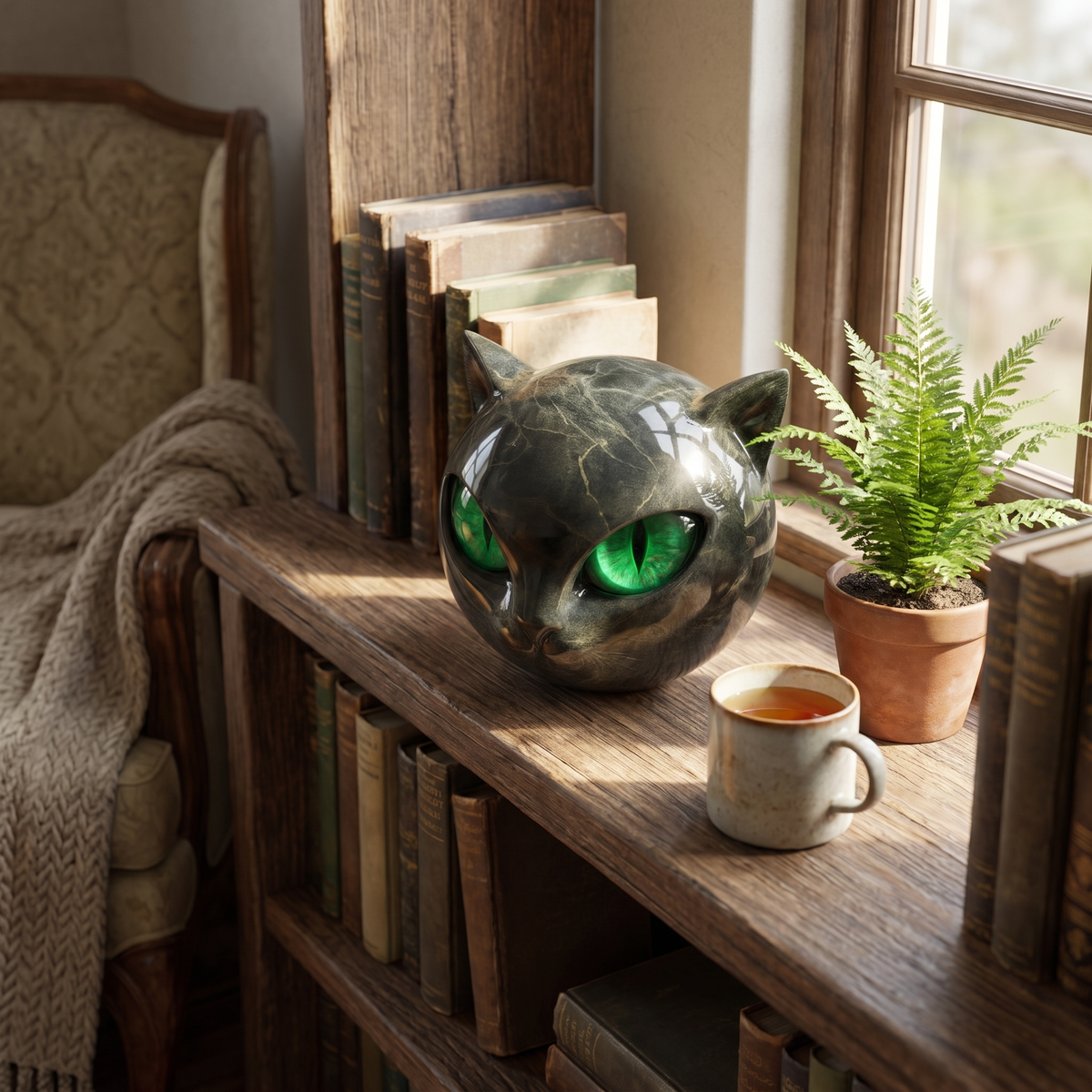 NoirCat Sculpture - Black Cat Head