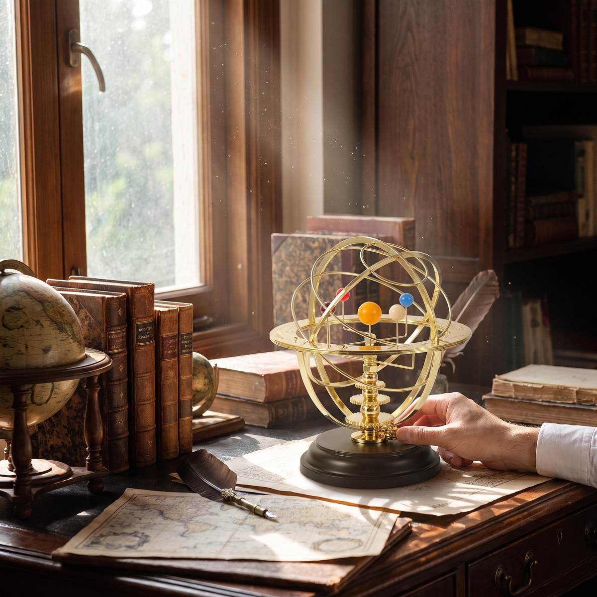 Grand Orrery Model Handcrafted Mechanical Brass Solar System Replica