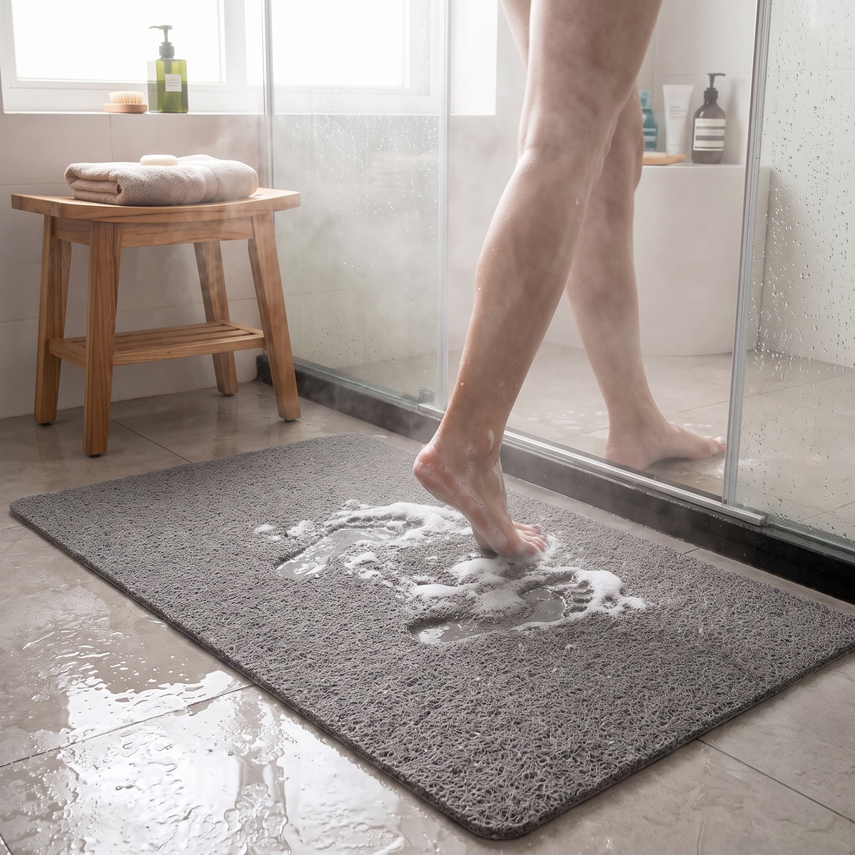 Non-Slip Shower Mat in use