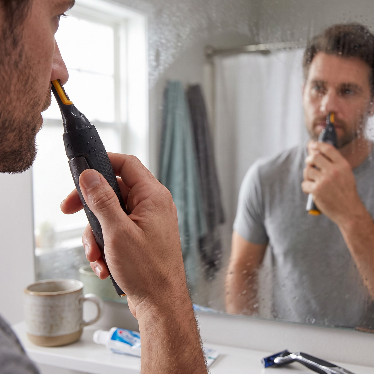 Grooming trimmer in use