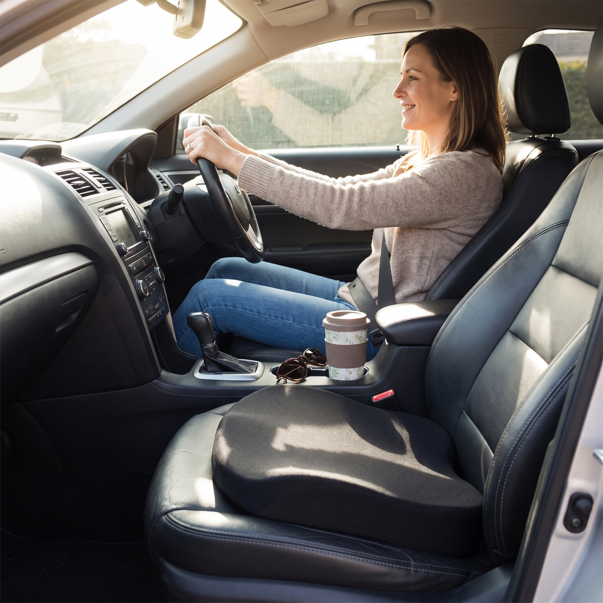 Adult car booster cushion in car