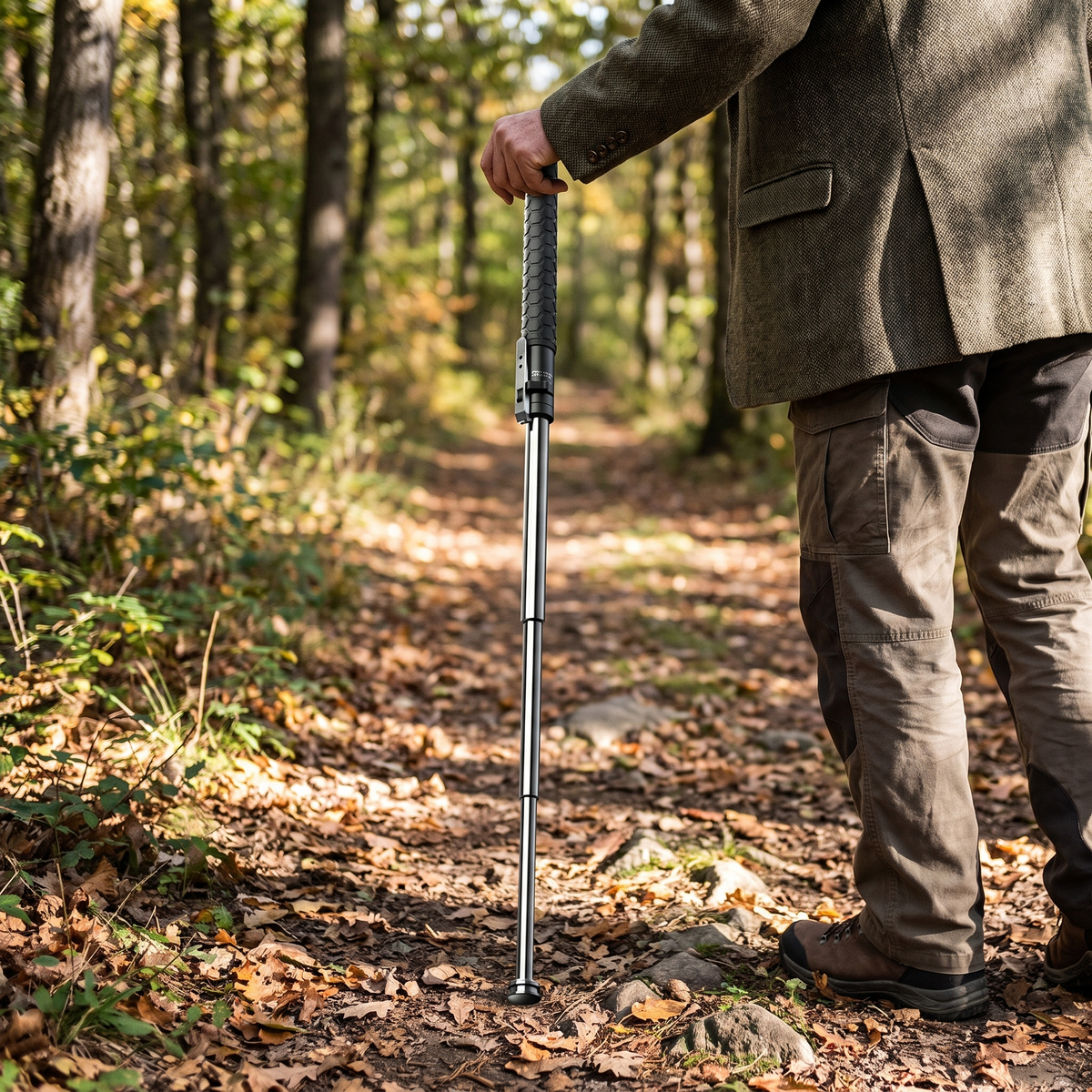 Walking stick in use on trail