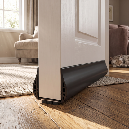 Door draft stopper installed