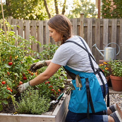 Gardening apron worn in garden