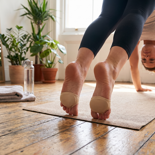 Gel metatarsal pads in use