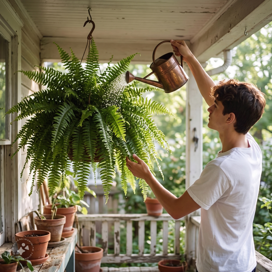 Artificial Boston fern outdoors