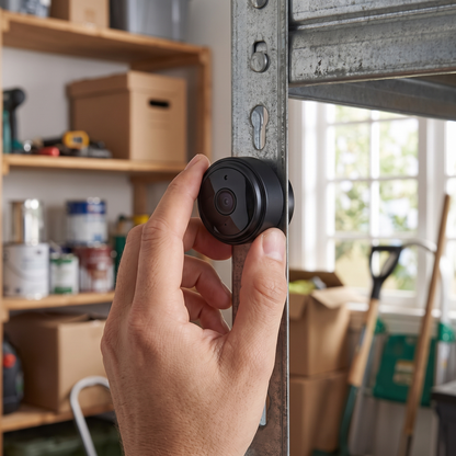 Mini magnetic wireless camera mounted at home