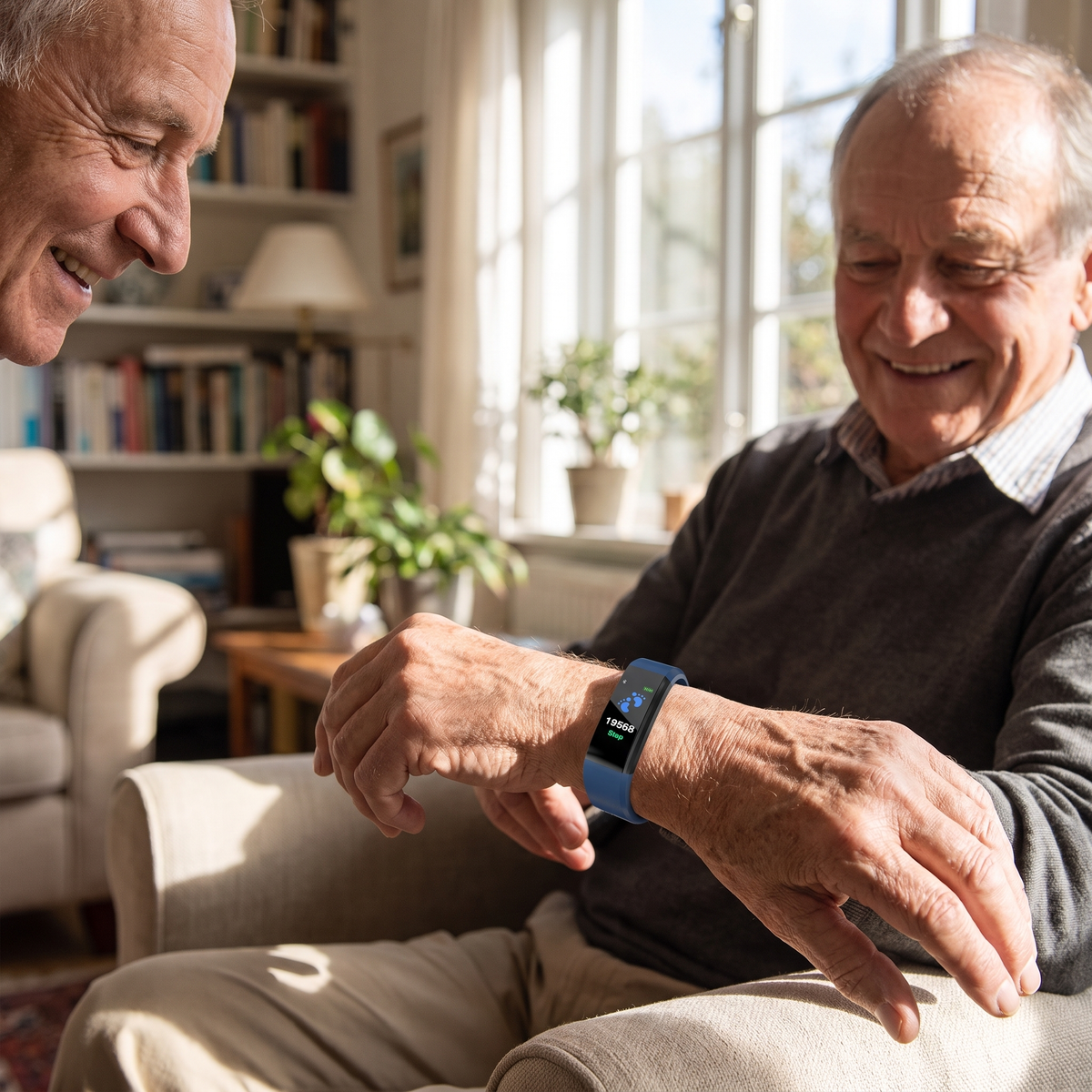 Senior smartwatch worn on the wrist