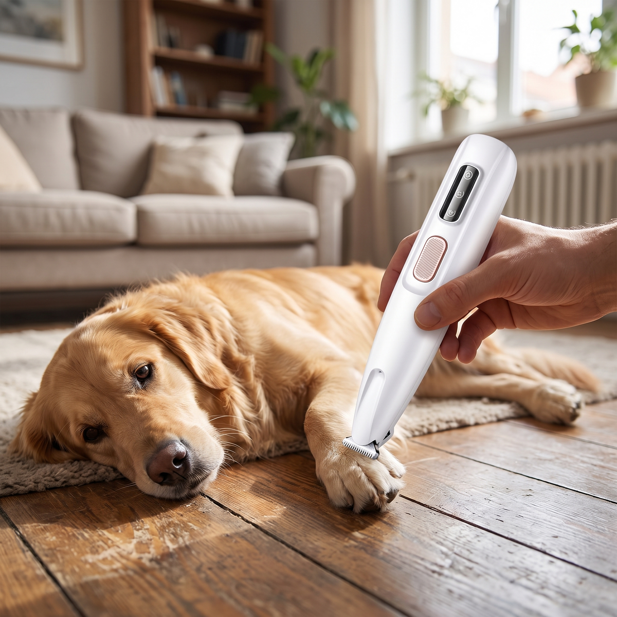Quiet pet trimmer used on a calm dog