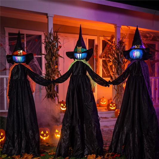 Sound-Activated Light-Up Halloween Witch or Ghost Decoration