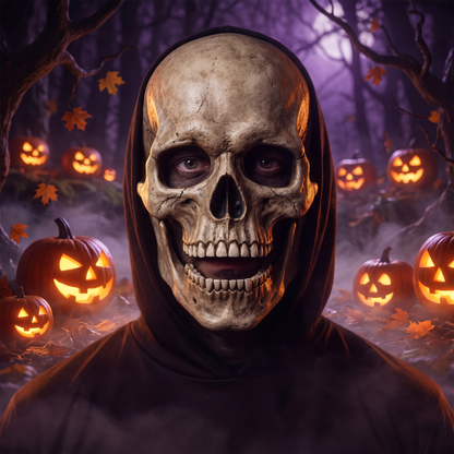 Movable-Jaw Latex Skull Halloween Mask
