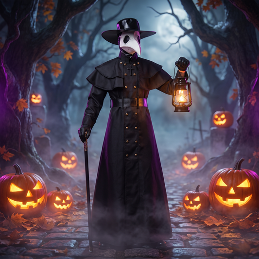 Men's Black Plague Doctor Robe Costume