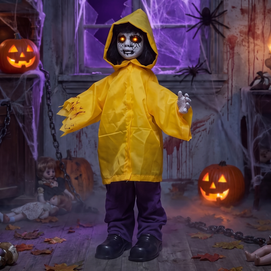 Halloween Animated Life Size Scary Boy with Light Up Eyes