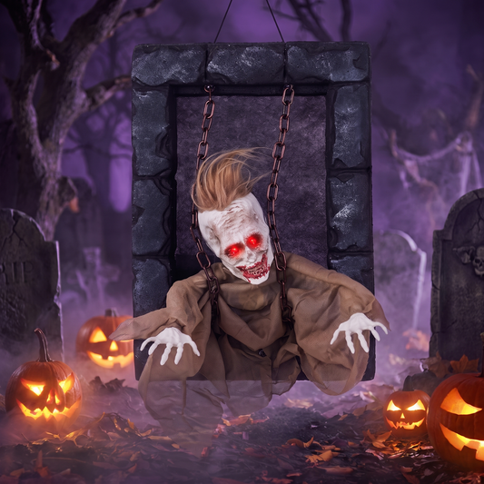 Animated Halloween Zombie Prisoner Decoration
