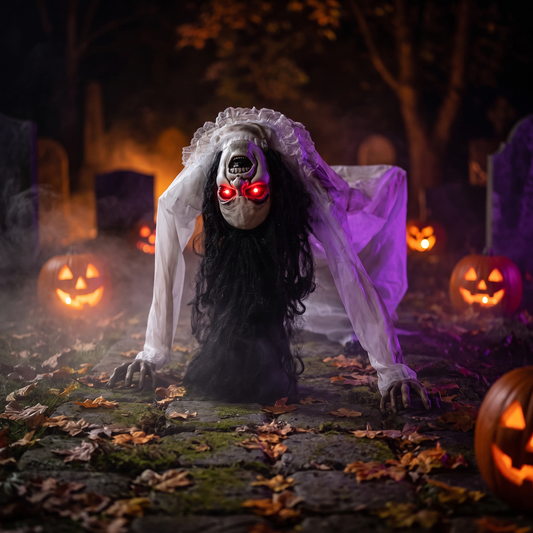 Halloween Animated Crawling Zombie Woman with LED Eyes