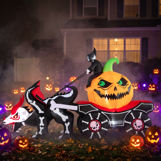 9 FT Halloween Inflatable Grim Reaper Pumpkin Carriage