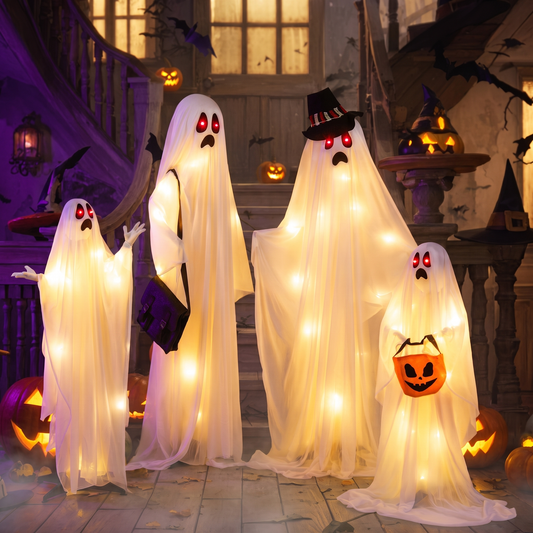 Halloween Light Up Family Ghosts, 4 PCS