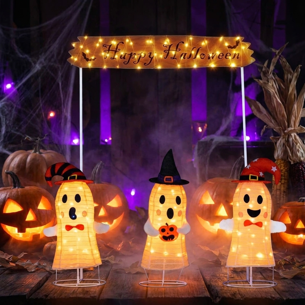 Set of 3 Lighted Halloween Decorations