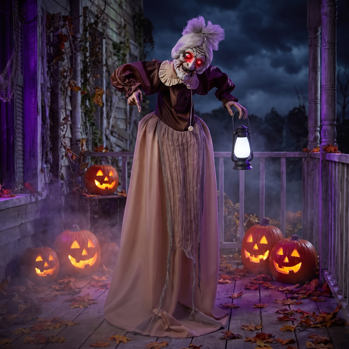 Halloween Animatronic Talking Zombie Maid in Lantern