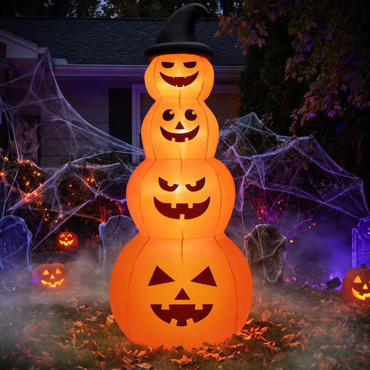 8 FT Halloween Inflatable Stack of 4 Pumpkins