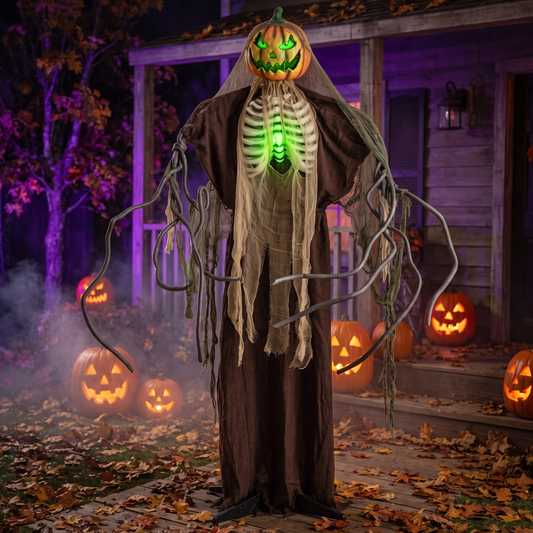 6 FT Halloween Light Up Talking Ghost Pumpkin
