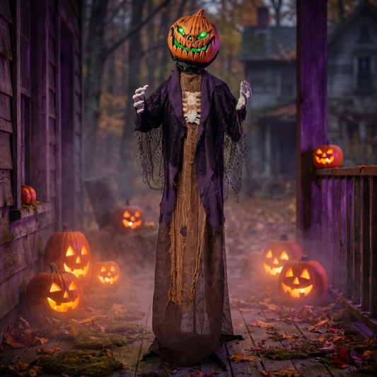 5.6 FT Halloween Animated Standing Pumpkin Scarecrow