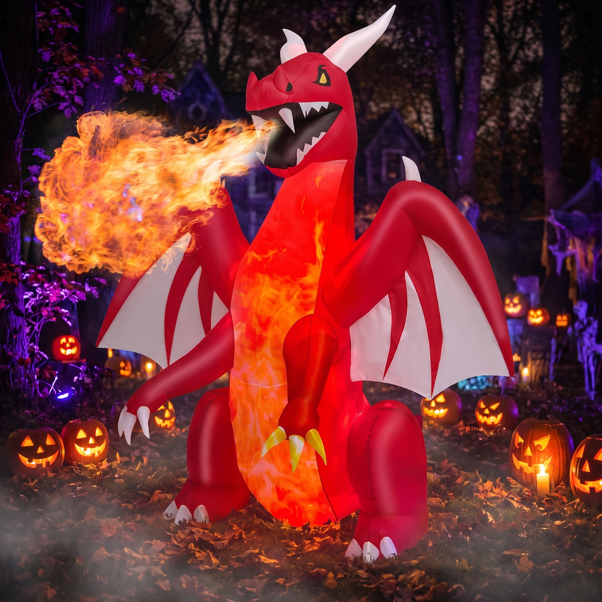 8 FT Halloween Inflatable Red Fire Dragon